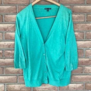 Large dark mint gap button up cardigan